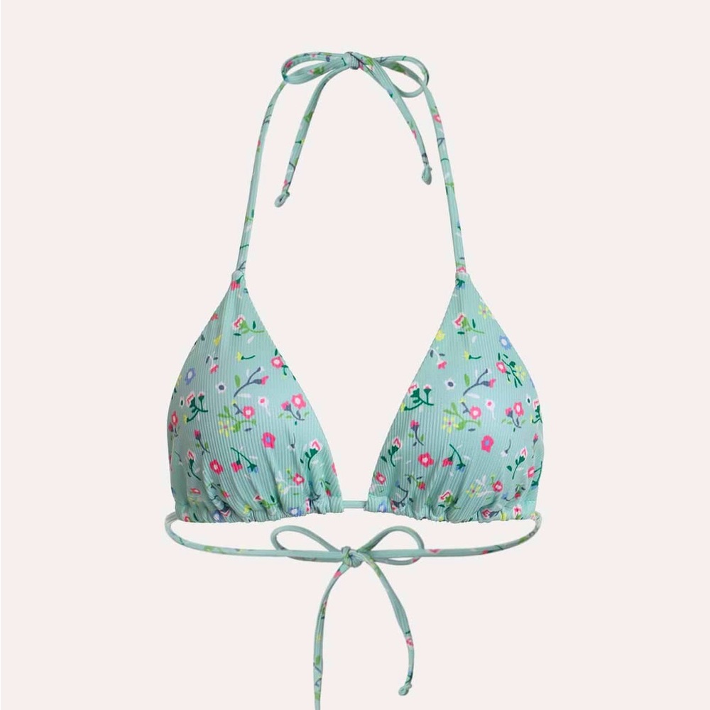 NWT RIHOAS Floral Ribbed Bikini Top